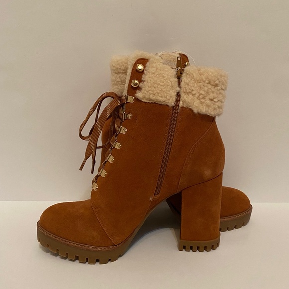 Gianni Bini Sight See Suede Shearling Lug Sole Hiker Platform Booties - Picture 8 of 10